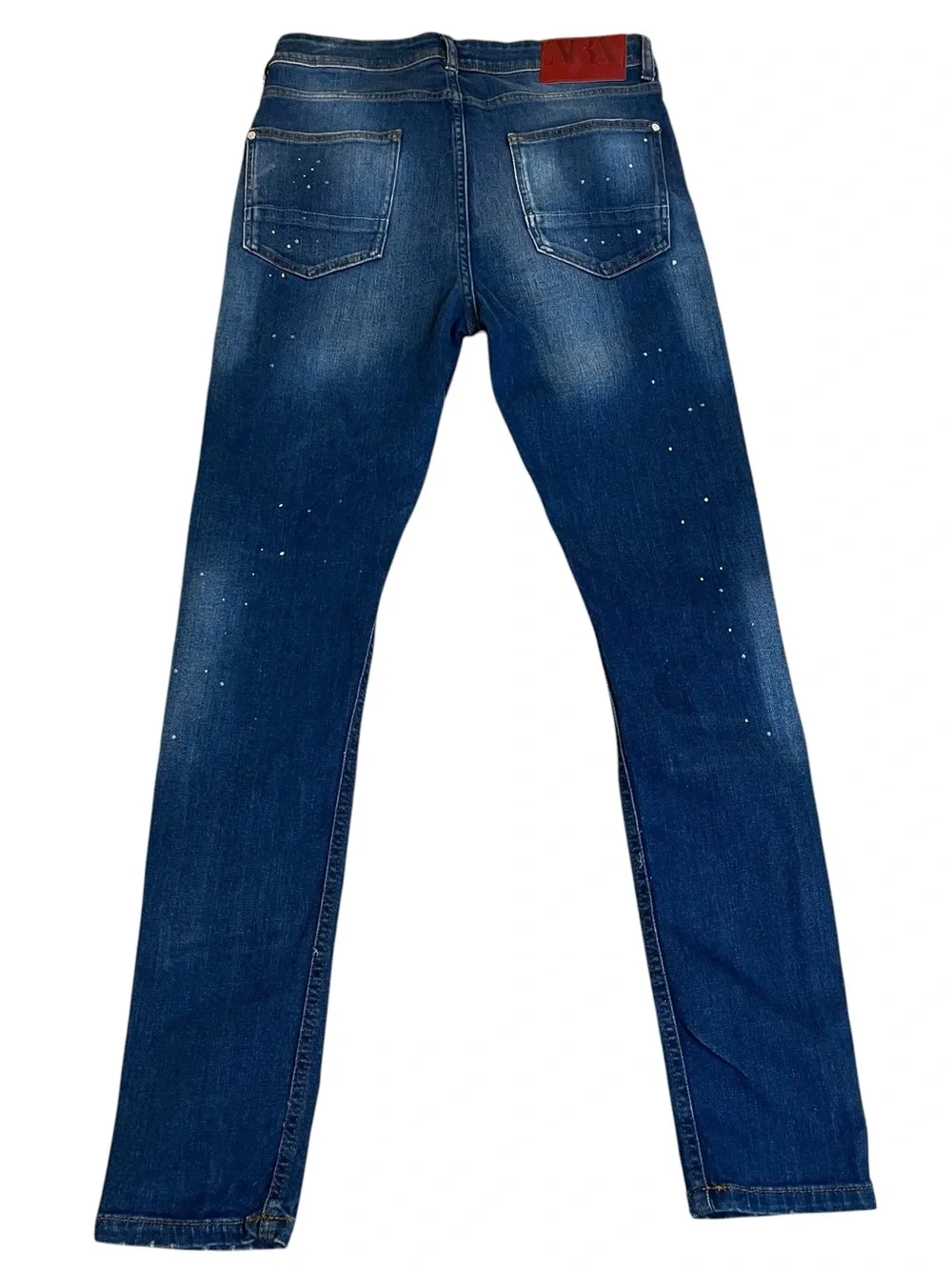 Zara Men's Dark Blue Slim Distressed Paint Splatter Jeans Sz 31